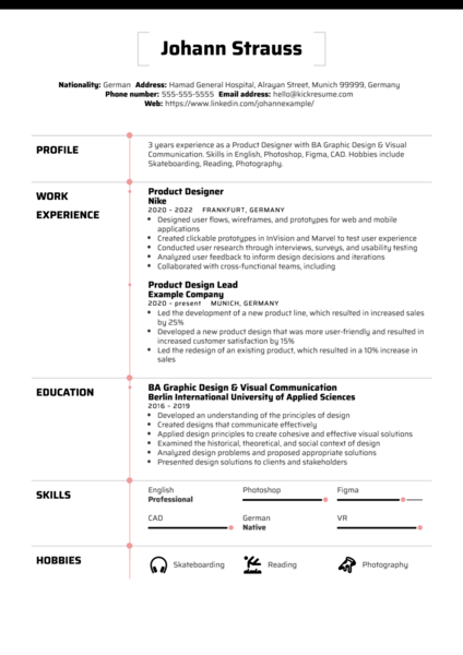 Resume sample generated by Kickresume AI resume writer.