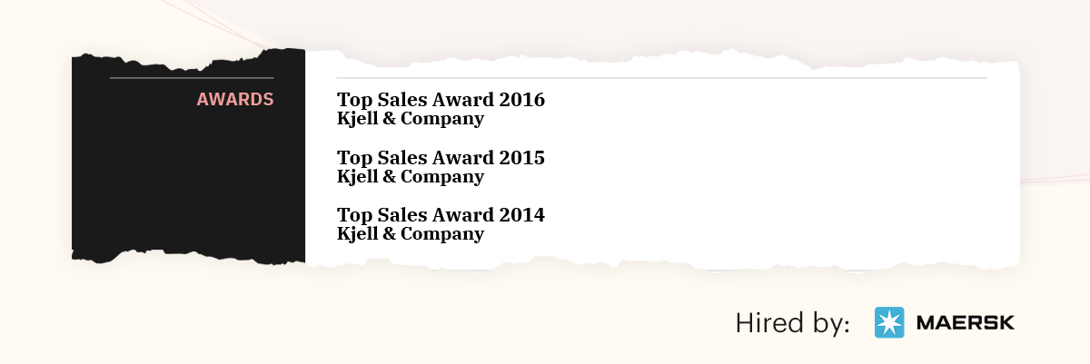 Awards in resume example