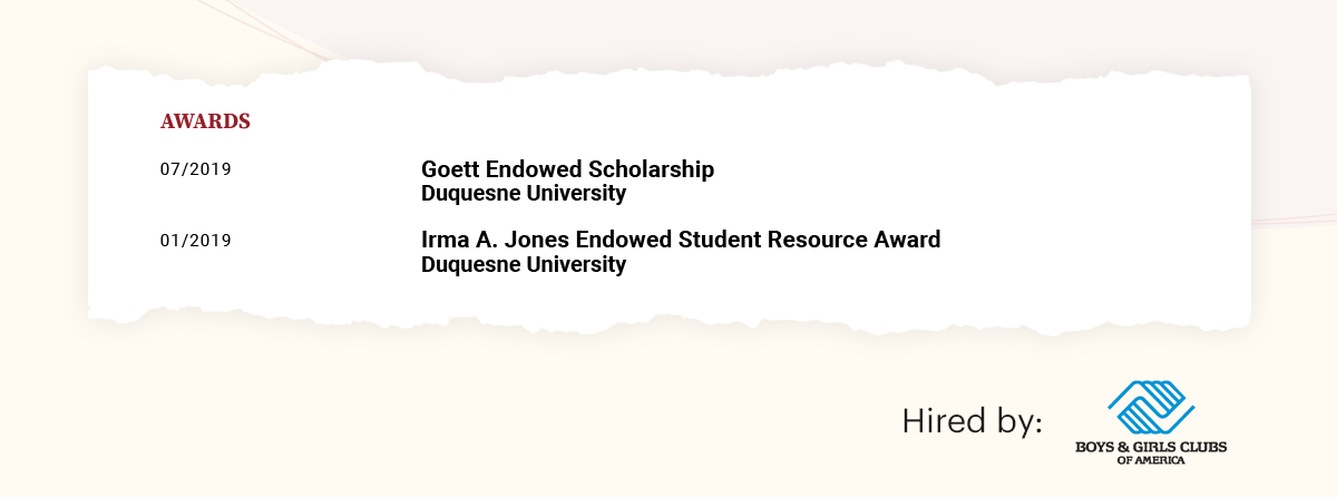 How to list scholarships on resume example