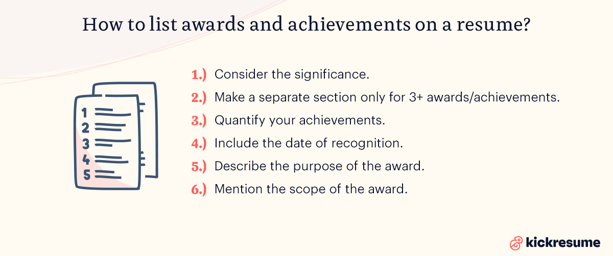 how to list awards and achievements on a resume