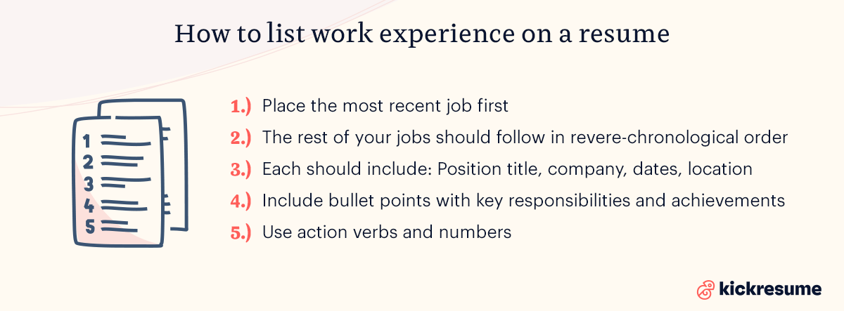 how to list work experience on a resume