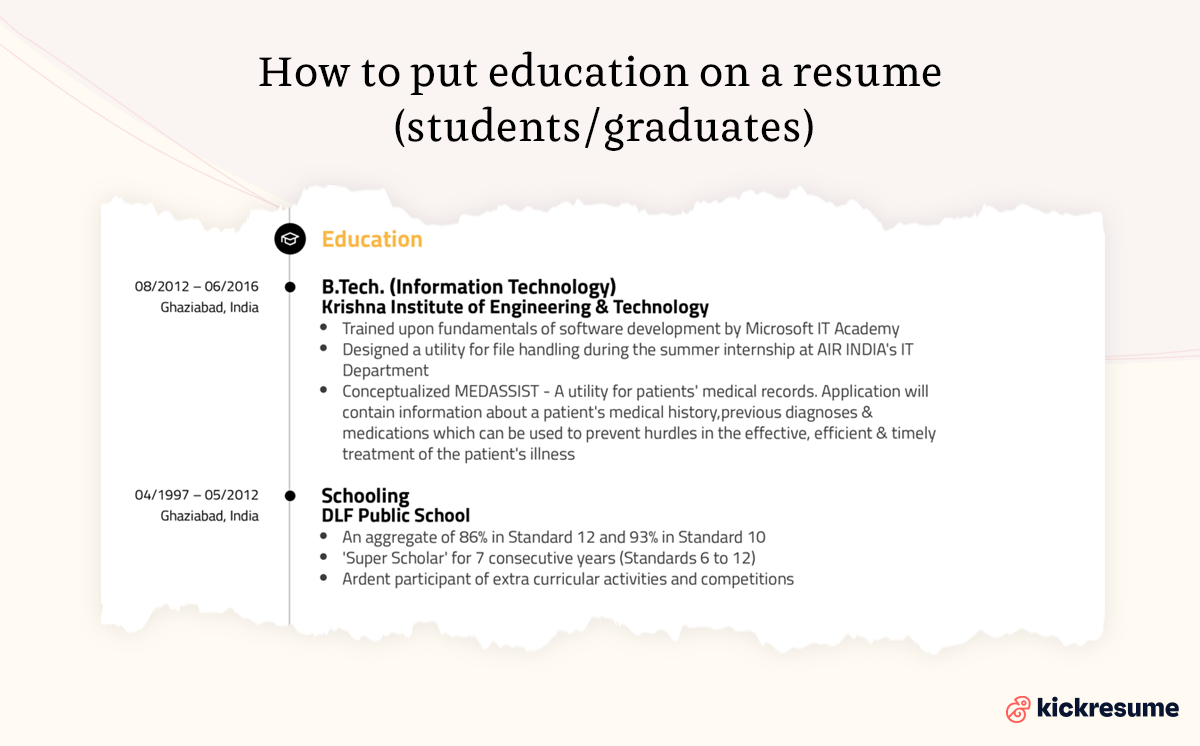 How to put education on your resume as a student