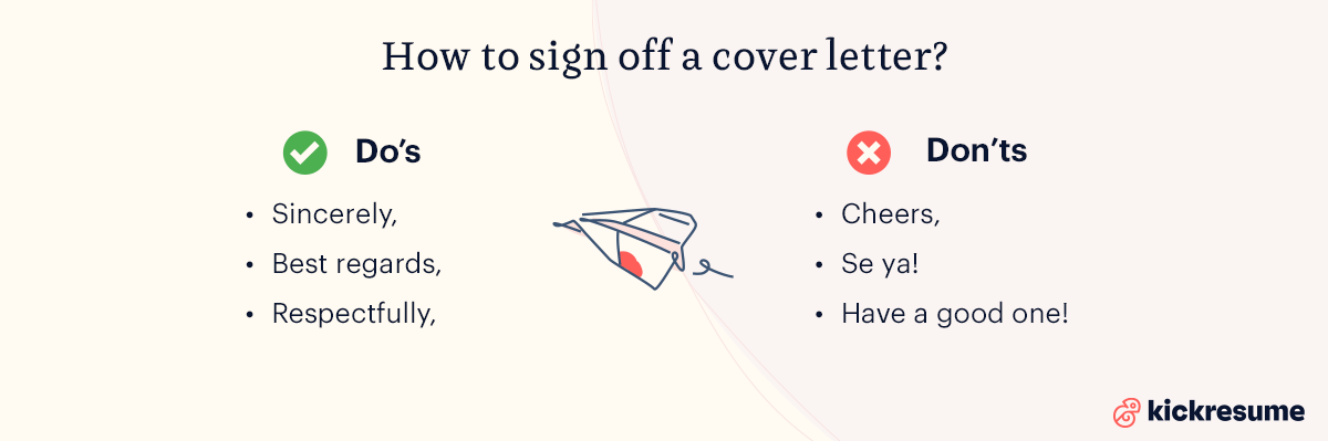 how to sign off a cover letter