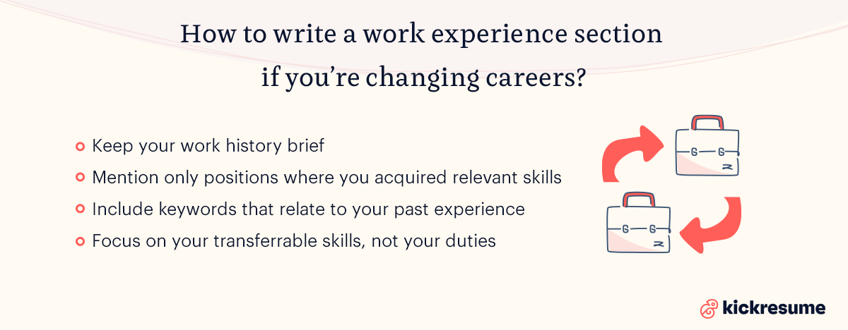 How to write work experience section when changing careers