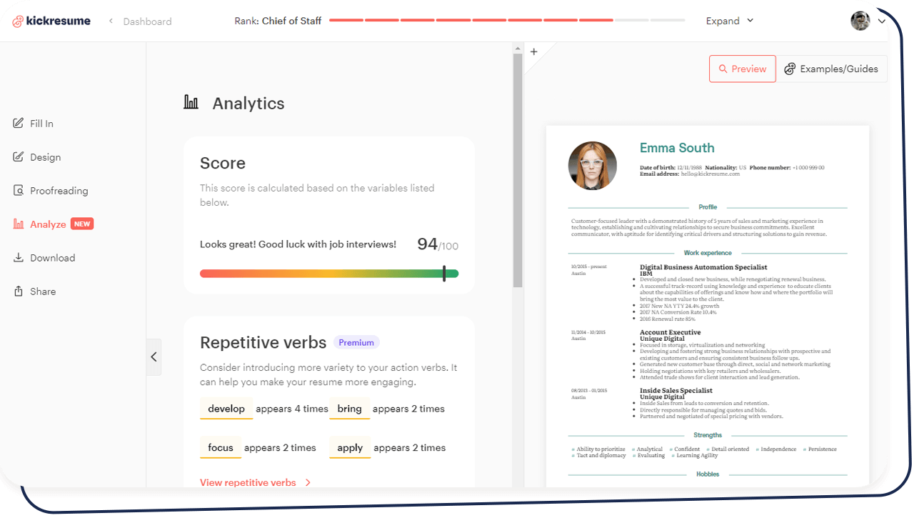 resume checker & CV review