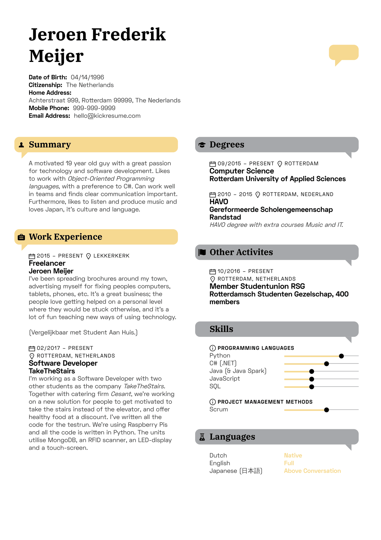 Fusion Systems Software Developer Resume Example