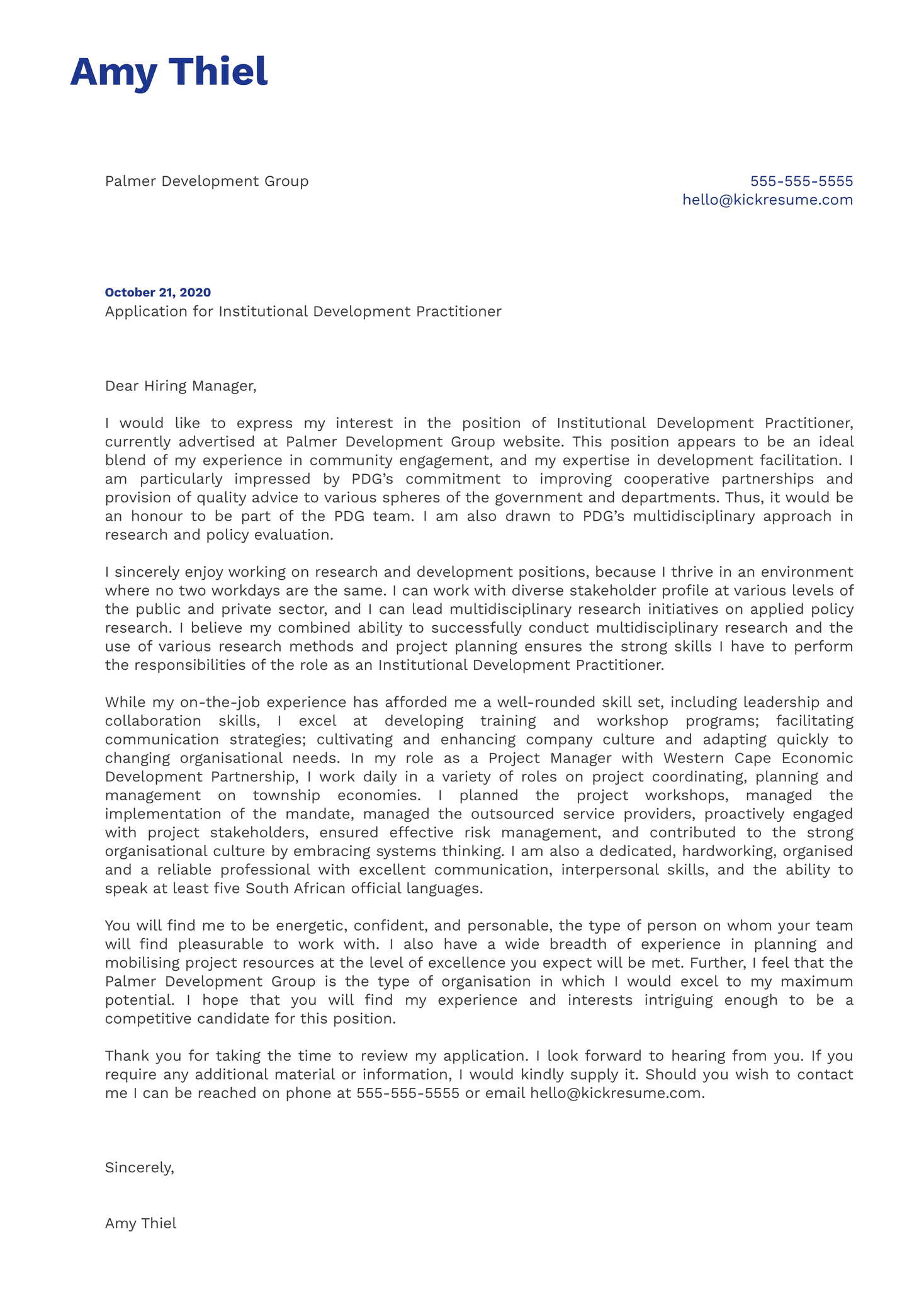 .NET Developer Cover Letter Example