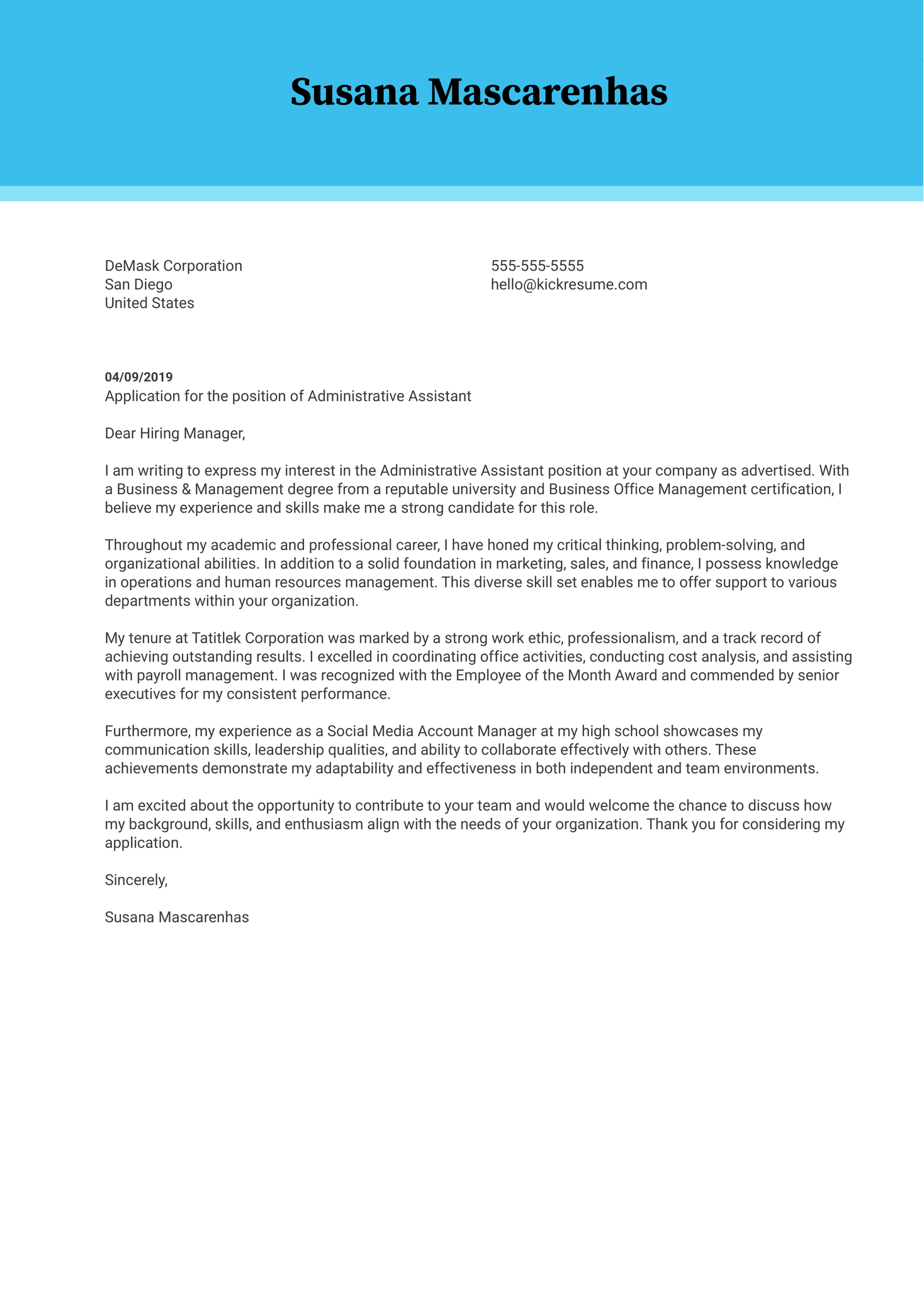 Software Automation Engineer Cover Letter Example