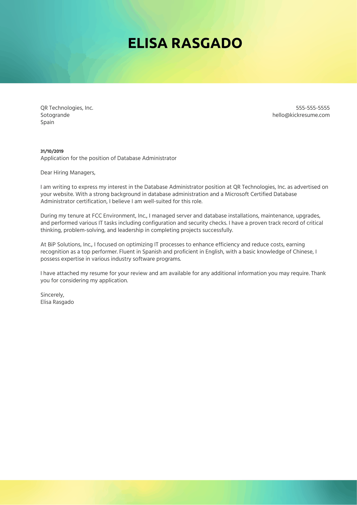 Customer Relationship Officer Cover Letter Sample