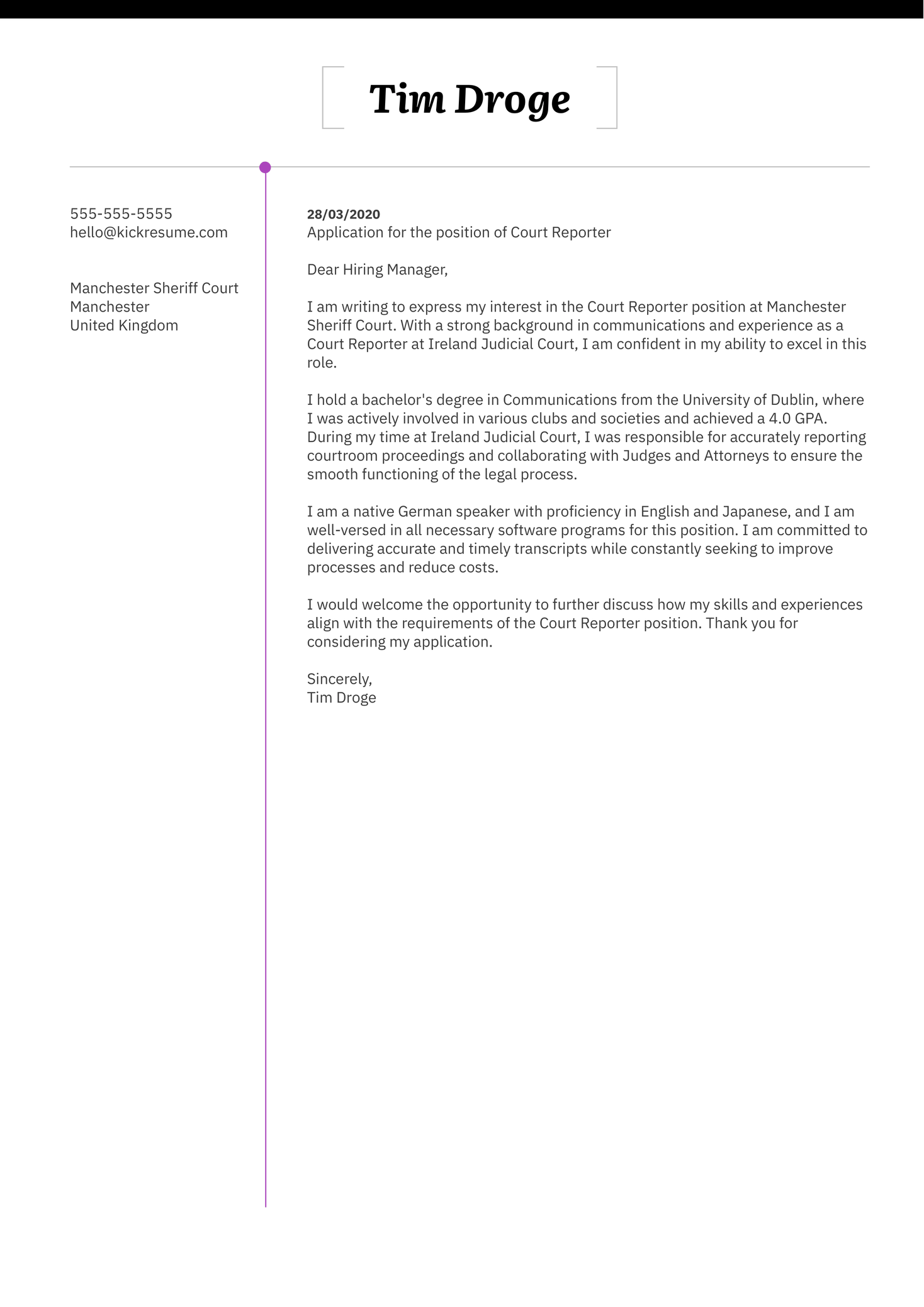 Production Line Worker Cover Letter Sample