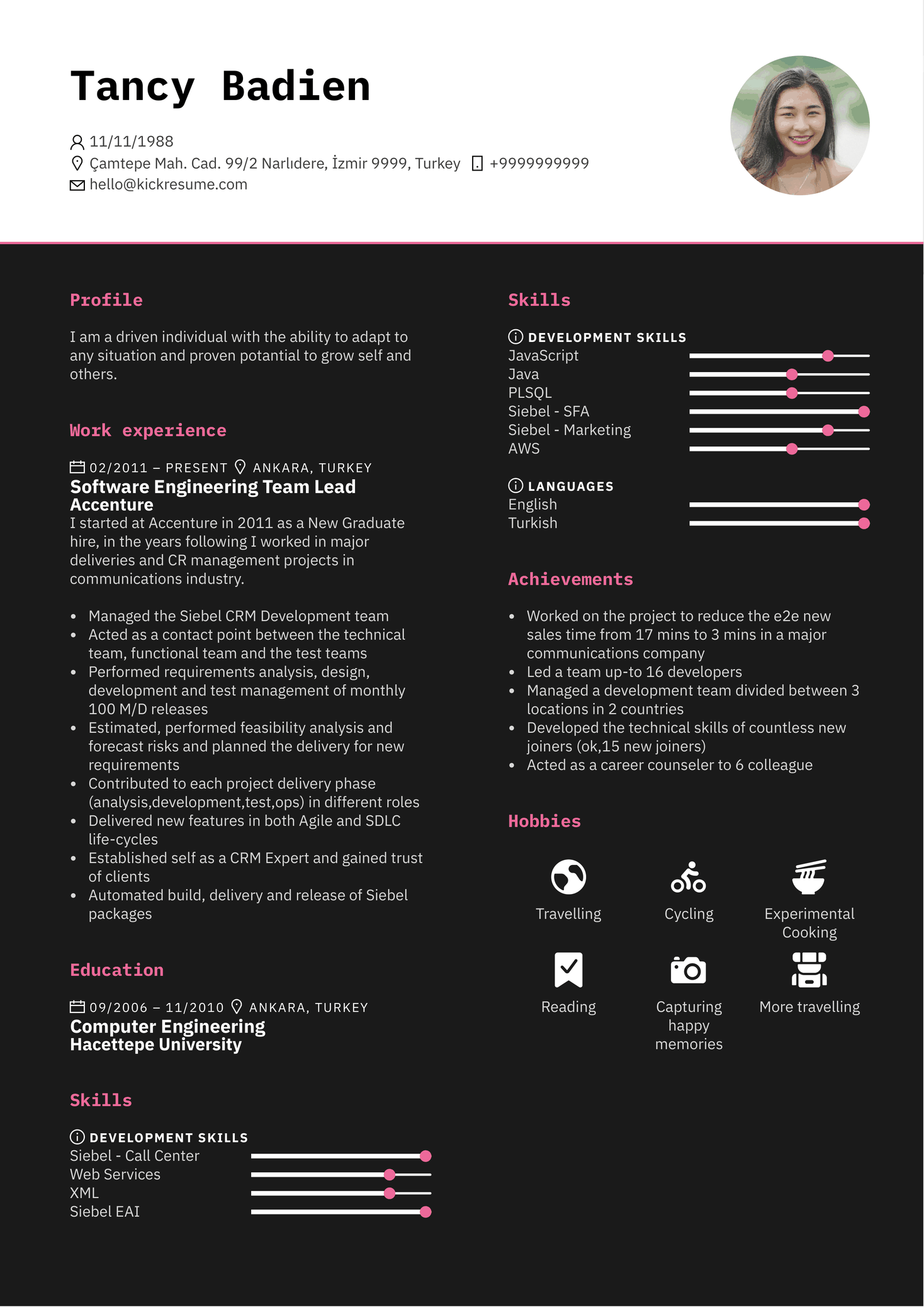 Mobile Software Engineer Resume Sample