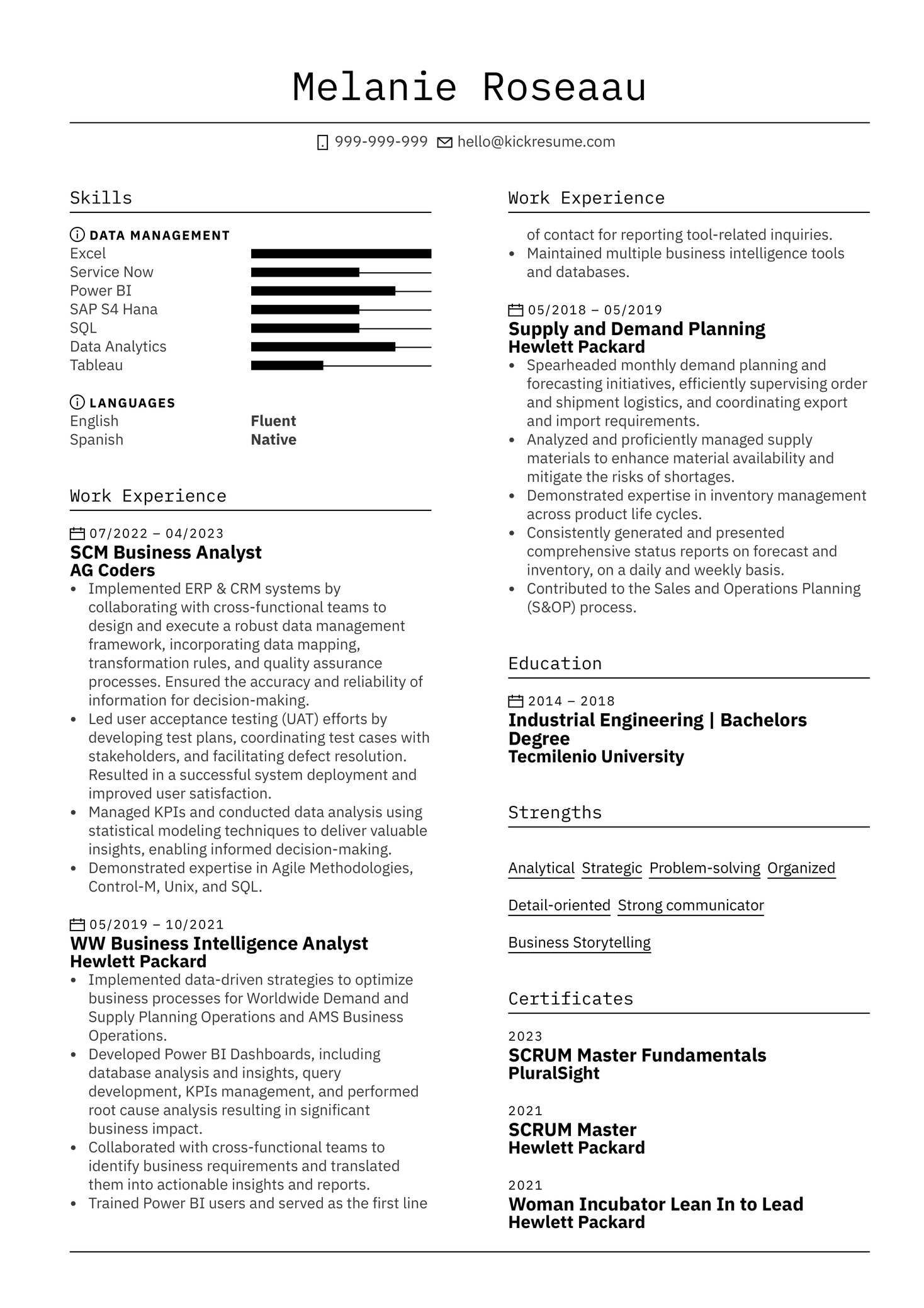 Business Analyst at Amazon Resume Sample