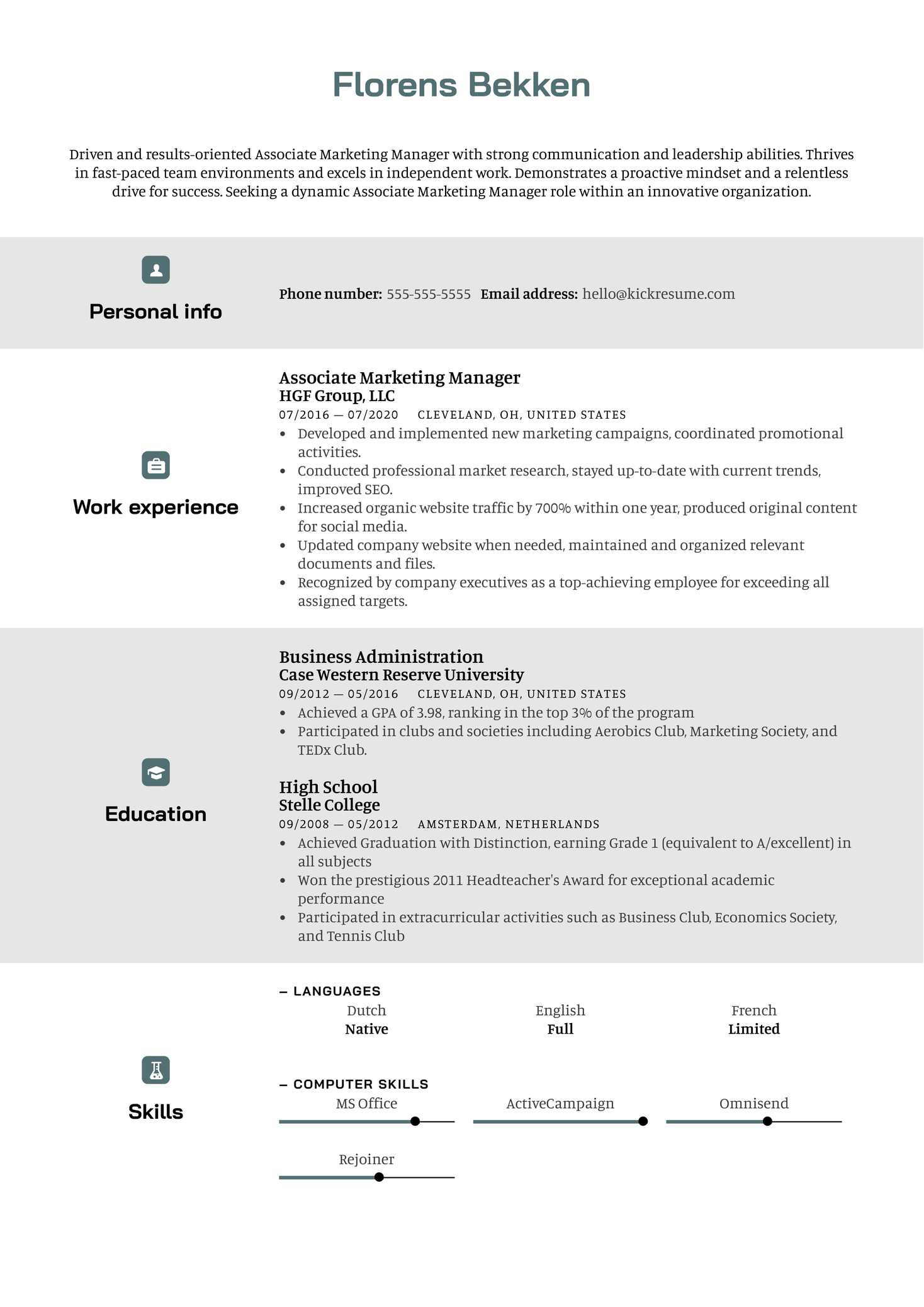 Lyon University PhD Student Resume Sample