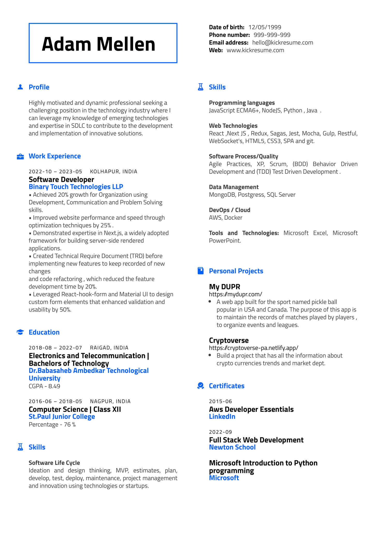 Property Manager CV Example