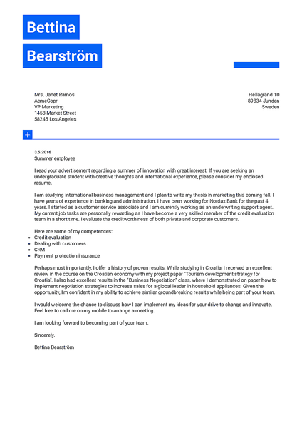 Preview of a professional cover letter template that you can use to quickly design and download your own cover letter