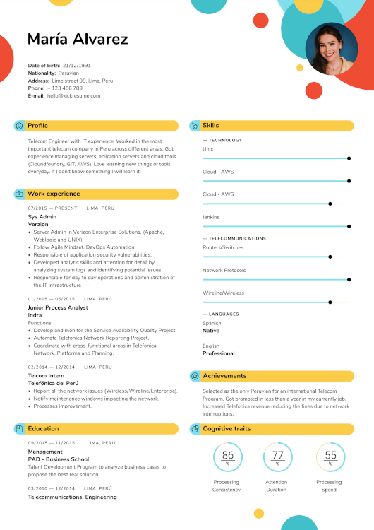 Verizon Sys Admin Resume Example made by Kickresume resume creator