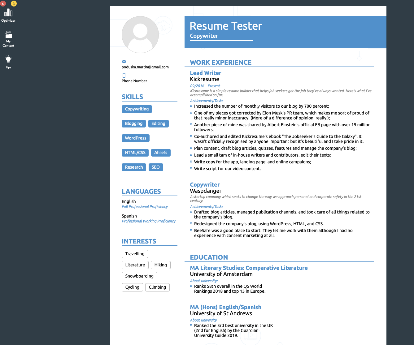 Novoresume Resume Builder