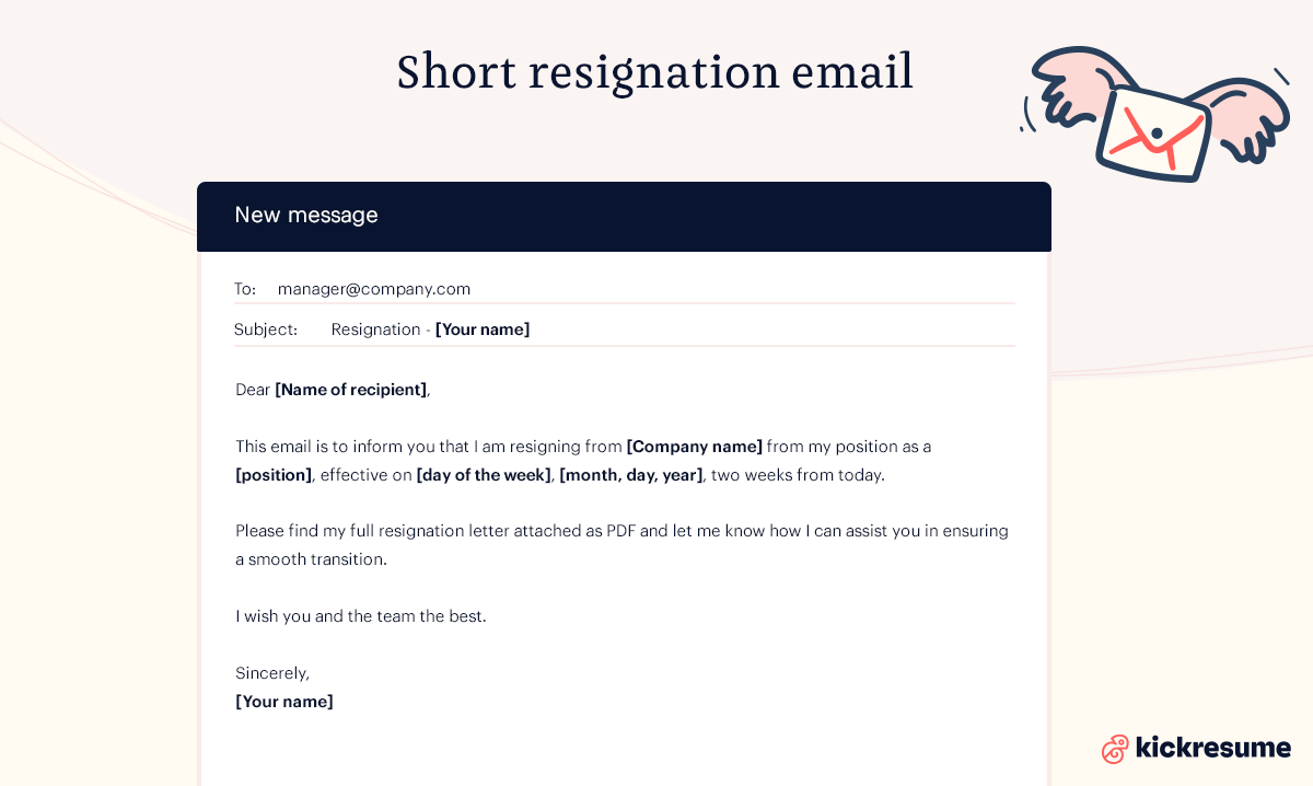 short resignation email