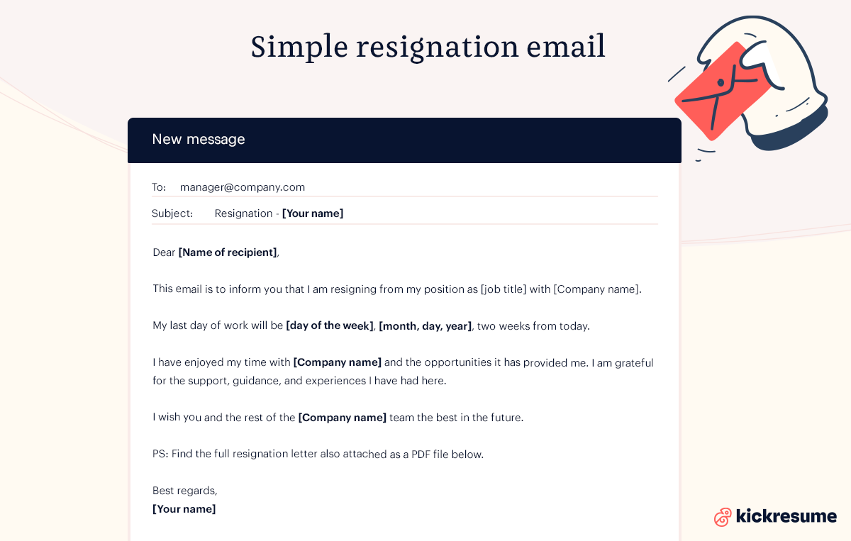 simple resignation email