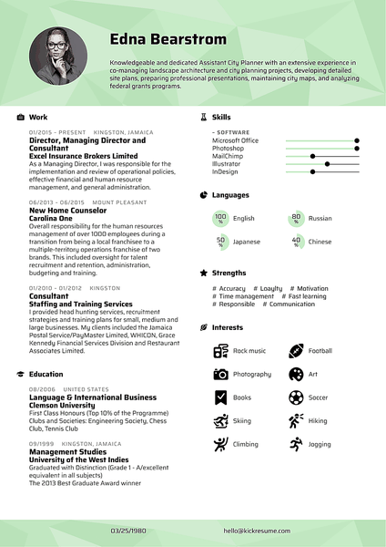 Preview of a functional resume template best suited to professionals in finance and banking