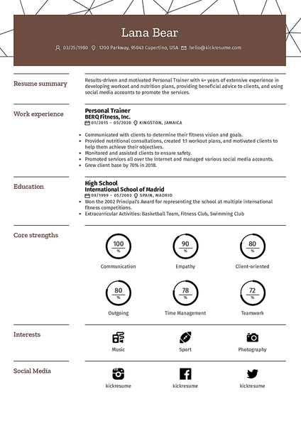 Preview of an attractive resume template that you can use to create your own CV in minutes