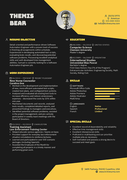 Puddle resume template made by Kickresume resume builder