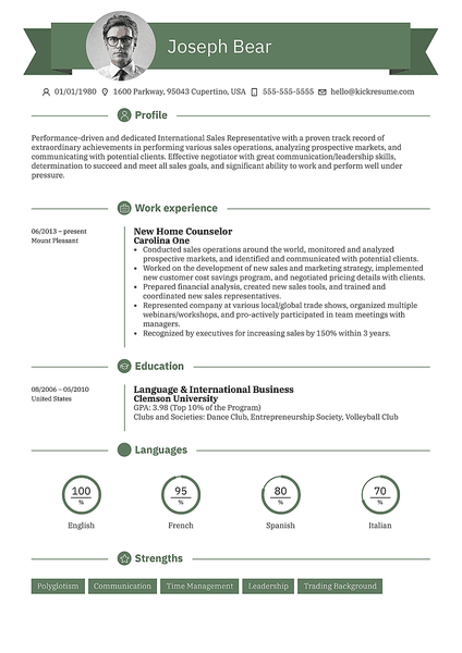 Ribbon resume template made by Kickresume resume builder