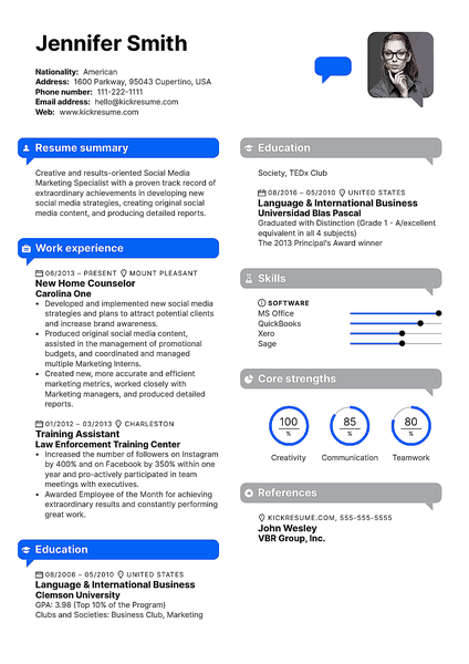 IMessage resume template made by Kickresume resume builder