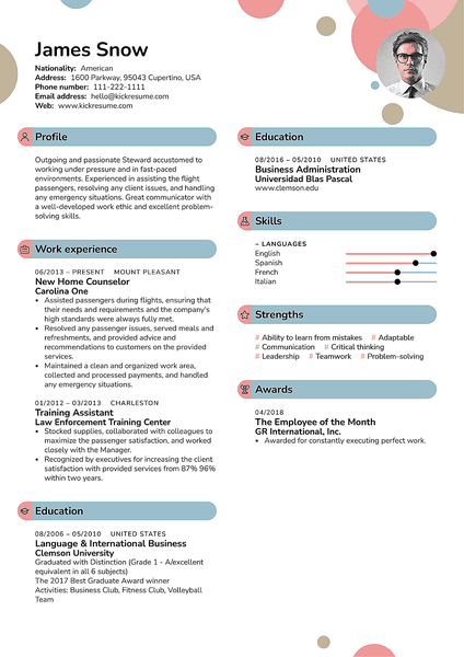 Bubbles resume template made by Kickresume resume builder