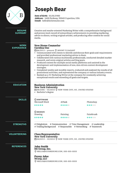 Visibility resume template made by Kickresume resume builder