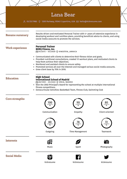 Square resume template made by Kickresume resume builder