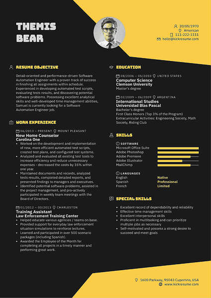 Puddle resume template made by Kickresume resume builder