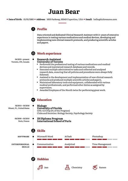 Stanford resume template made by Kickresume resume builder