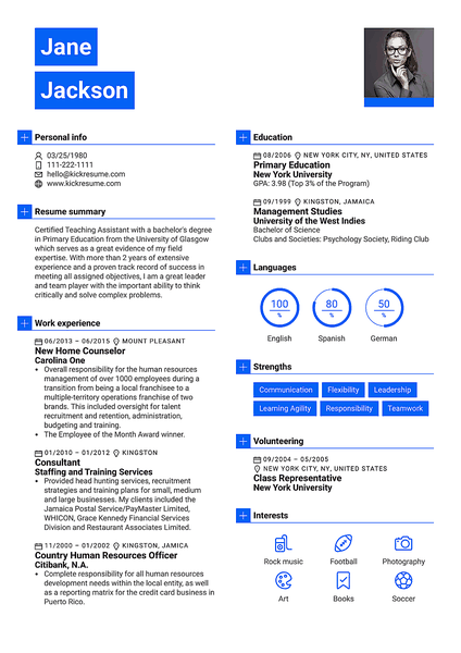 Red resume template made by Kickresume resume builder