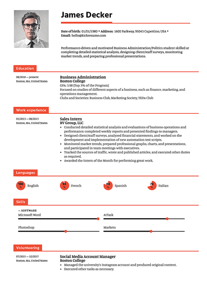 Double-decker resume template made by Kickresume resume builder