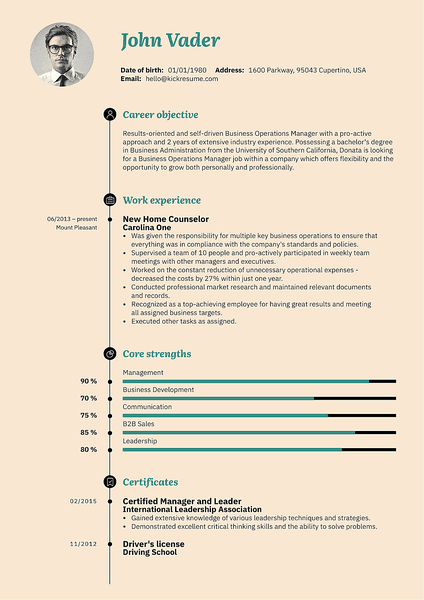 Vegan resume template made by Kickresume resume builder