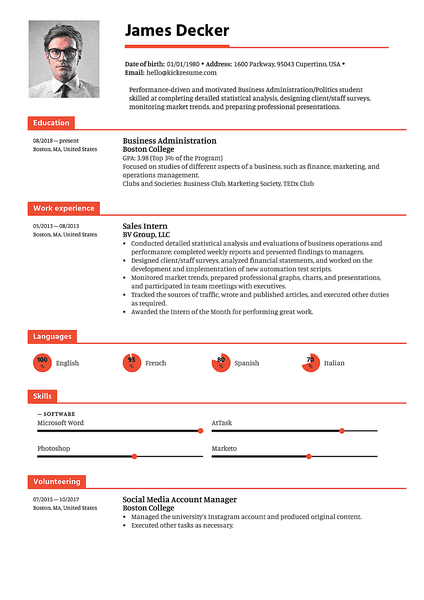 Double-decker resume template made by Kickresume resume builder