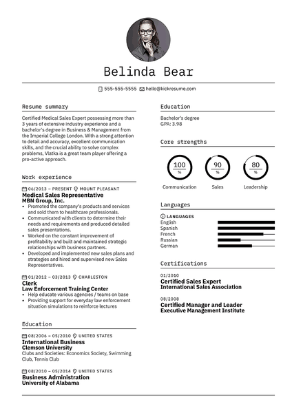 Minimalistic resume template made by Kickresume resume builder