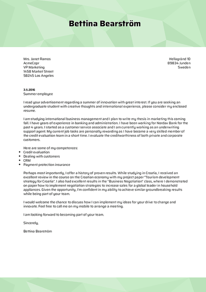 Cover-polygon cover letter template made by Kickresume cover letter builder