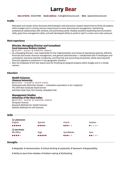 Reed resume template made by Kickresume resume builder