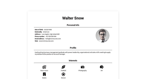 Preview of a free personal website template that you can use to upload your resume online and let employers come to you