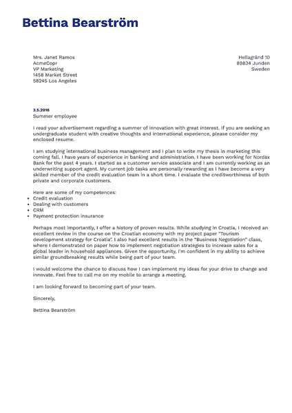 Cover-bauhaus cover letter template made by Kickresume cover letter builder