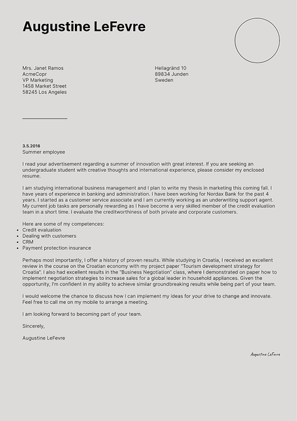 The “Soft” cover letter, with its clean design and subtle color, offers a minimalist and effective option for your job application.