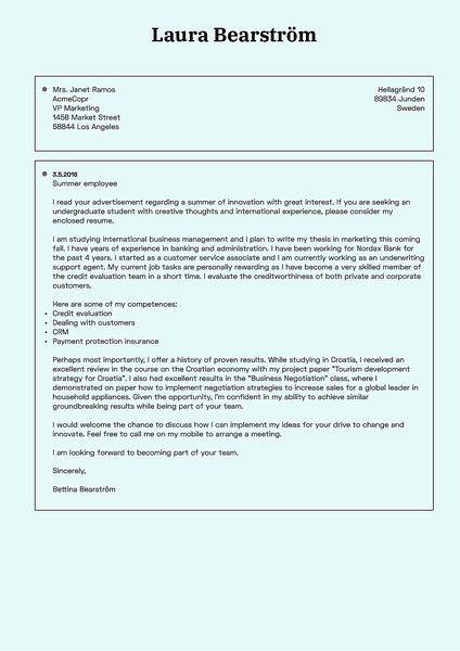 Example of a professional cover letter template with technical feel and retro computer look