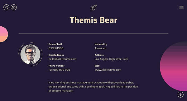 Web-rocket website template made by Kickresume website builder