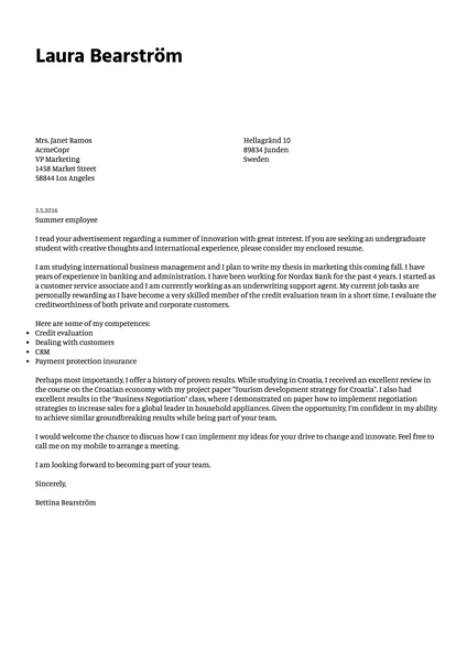 Preview of a minimalist cover letter template with simple typography and functional feel