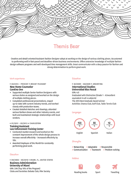 Preview of a creative resume template made by Kickresume resume builder