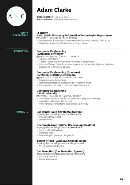 Software Engineering Intern at Payworks Resume Sample