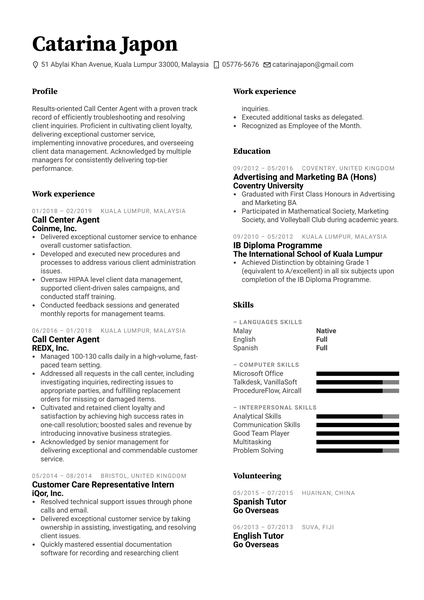 Promotions Assistant Resume Example
