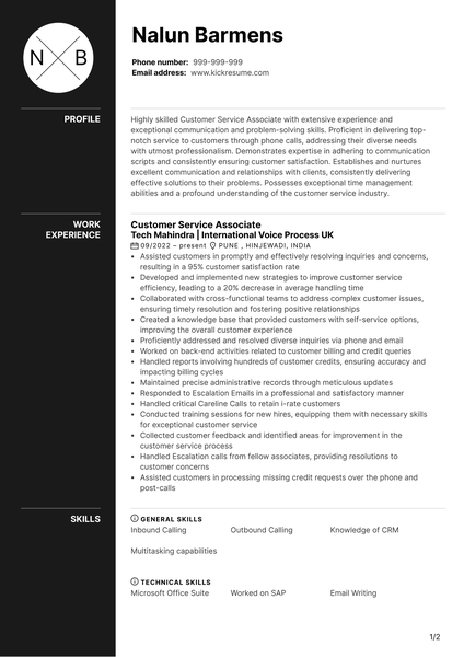 Headhunter Resume Example